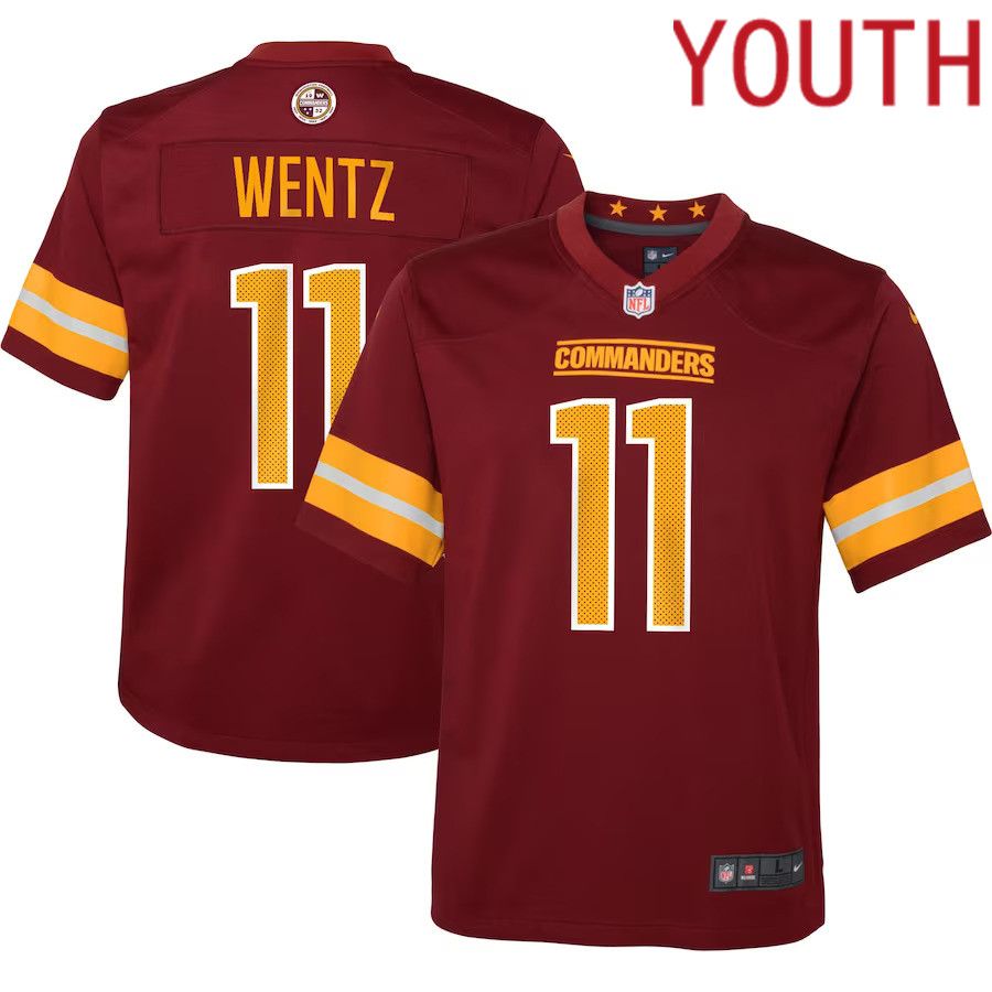 Youth Washington Commanders 11 Carson Wentz Nike Burgundy Alternate Game NFL Jersey